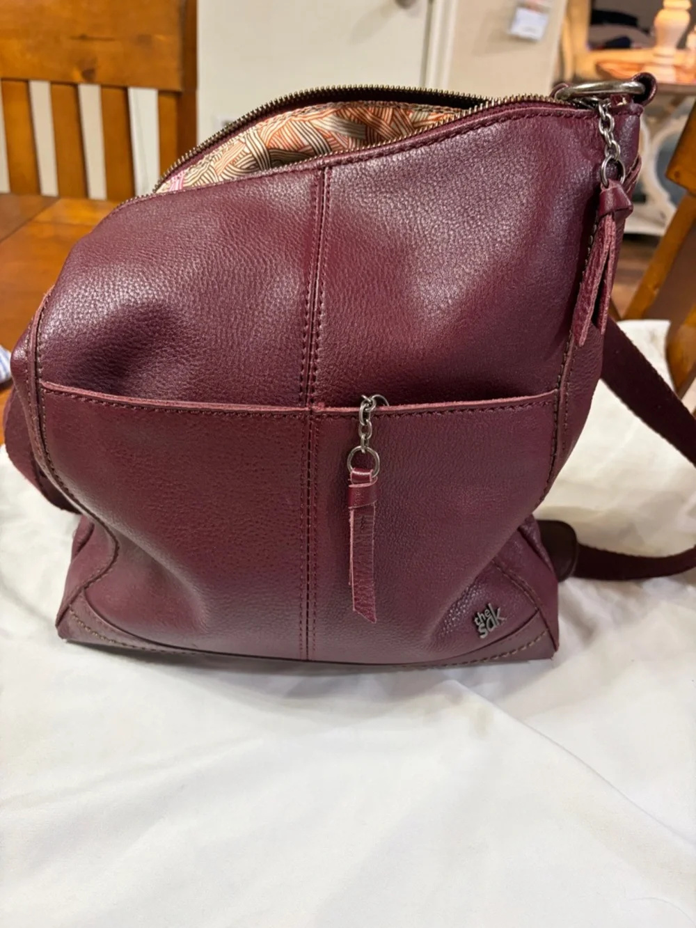 The Sak Wine Pebbled Leather Crossbody Bag